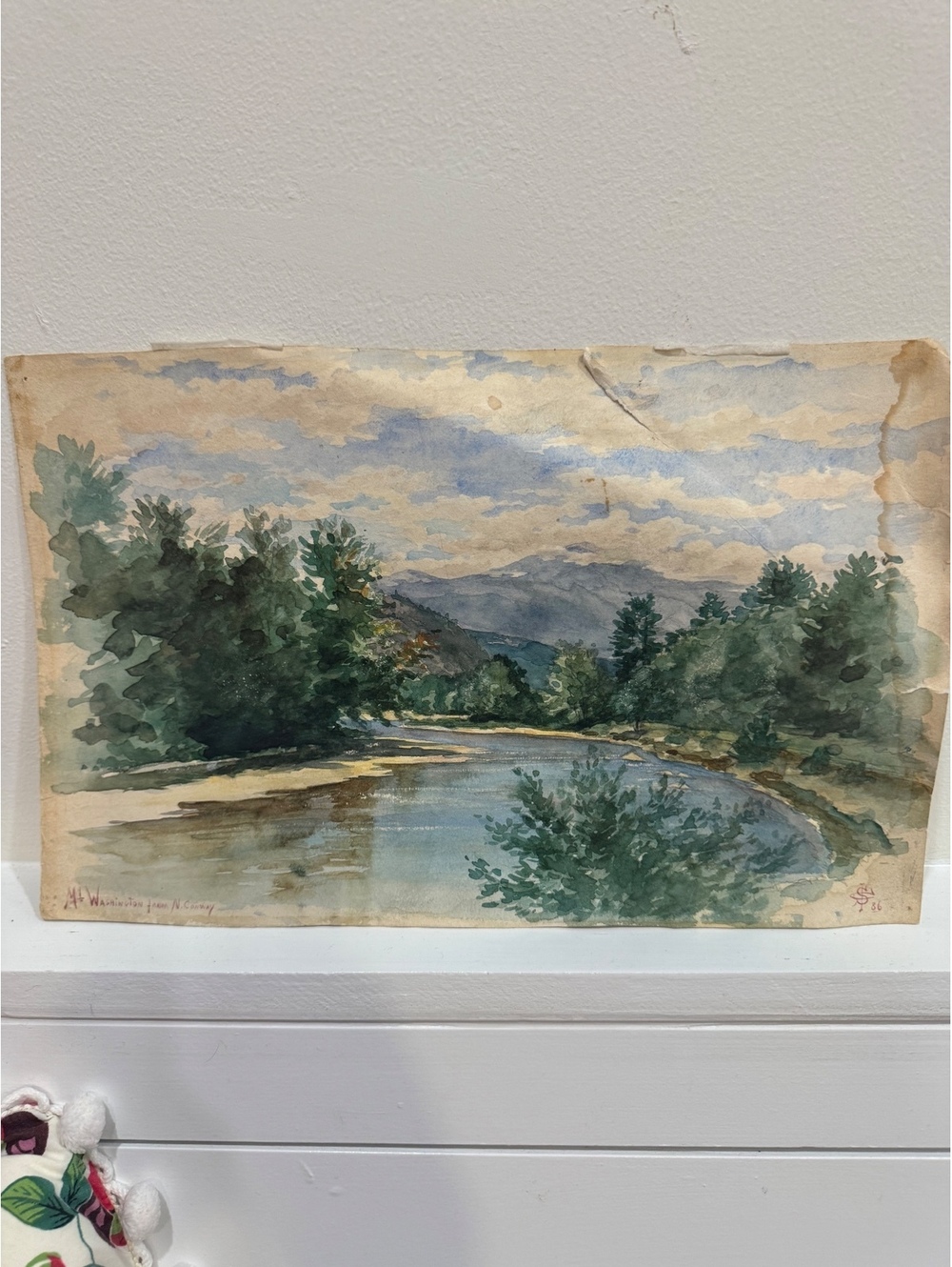 Vintage Watercolor Landscape Painting of Washington by N. Conway, Signed and Dtd